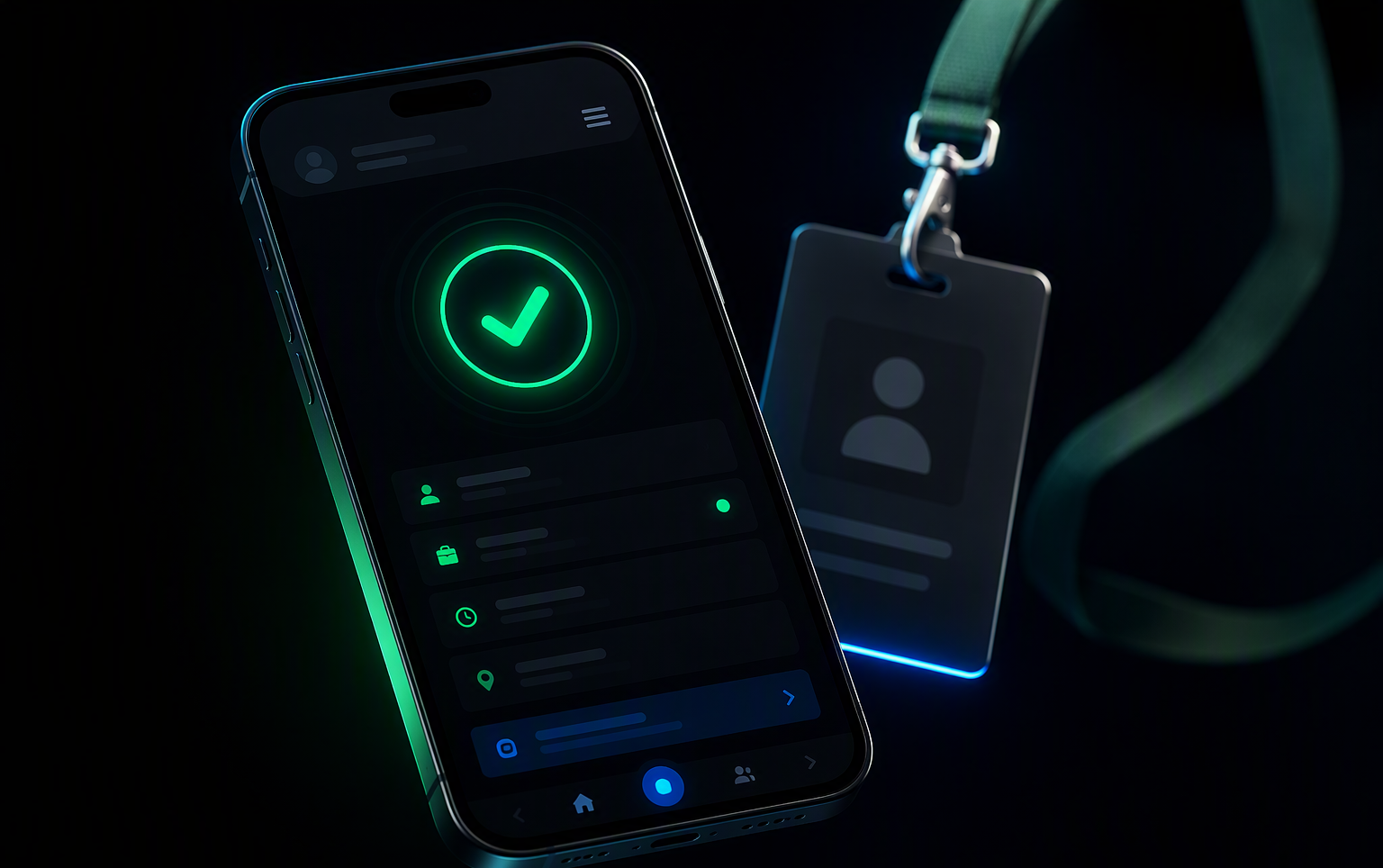 Application de pointage sur smartphone avec validation verte lumineuse